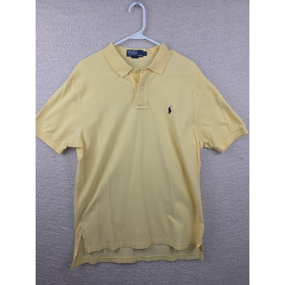 Polo Ralph Lauren Yellow & Green Logo Men's Pique Polo Shirt Size L Large
